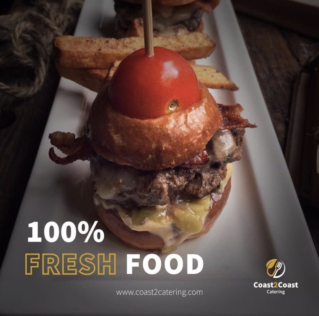 Publicación de Instagram de Coast2Coast Catering: 100% fresh food